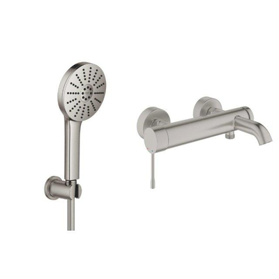 Grohe Vitalio Joy Badset - 175cm handdouche - 3 straalsoorten - thermostaatkraan - Supersteel (RVS)