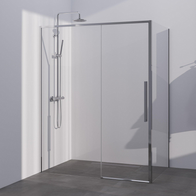 BRAUER Season cabine de douche - 160x80x200cm - porte coulissante - verre clair - réversible - traitement du verre - chrome