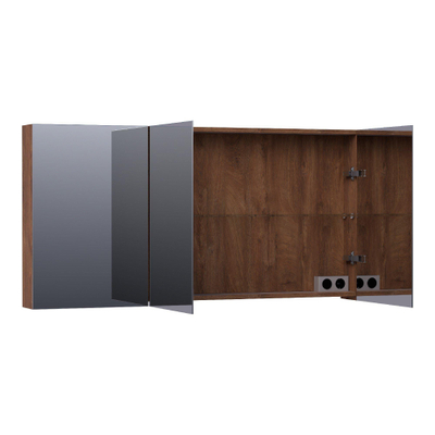 BRAUER Impress Armoire de toilette - 140x70x15cm - sans éclairage - avec 3 portes miroir double face - Forêt Cacao