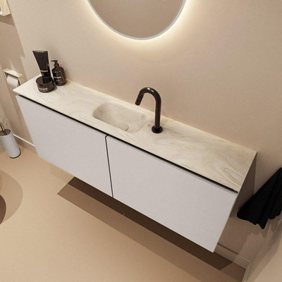 MONDIAZ TURE-DLUX 120cm toiletmeubel Linen. EDEN wastafel Ostra positie midden. Met 1 kraangat.