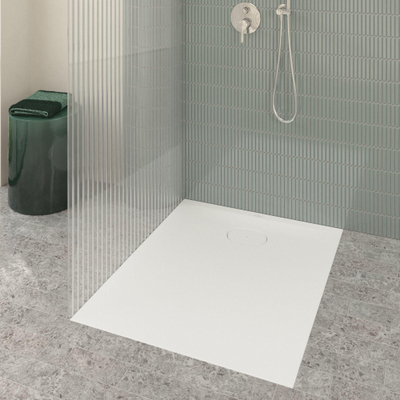 Villeroy & Boch Ecora douchebak - 100x80x3.5cm - afvoer korte zijde - white alpine (wit)