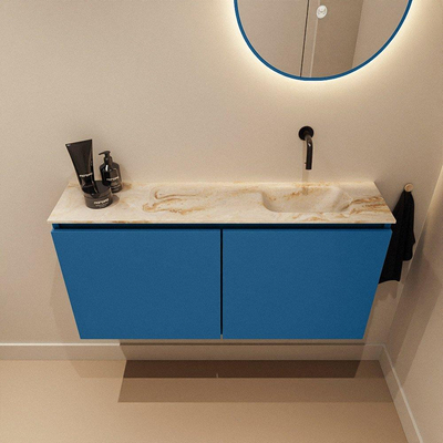 MONDIAZ TURE-DLUX Meuble de toilettes 100 cm Jeans. EDEN lavabo Frappe position droite. Sans trou de robinet.