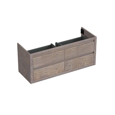 Forzalaqua Gela 2.0 meuble de salle de bains sous lavabo 140x51x60cm avec 4 tiroirs softclose sans poignées Chêne massif Silver Grey