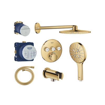 Grohe Grohtherm regendoucheset inbouw - hoofddouche rond - handdouche rond - cool sunrise (goud)