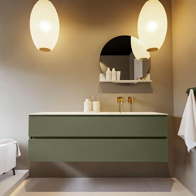 Mondiaz VICA-DLUX ensemble de meuble de salle de bain - 150cm - meuble sous-vasque armée - 2 tiroirs - lavabo encastré cloud droite - sans trous de robinet - miroir modèle spot - version XL 60cm de haut - opalo