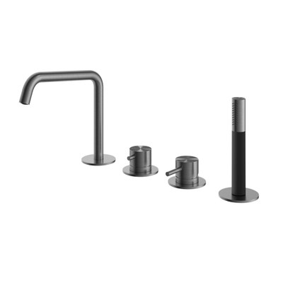 Hotbath Archie Combinaison de bord de baignoire mitigeur monocommande avec bec et inverseur 2 voies BGP Gunmetal brossé PVD