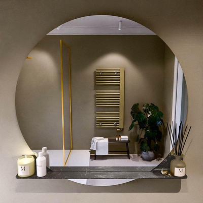 Mondiaz SPOT miroir – Ø 120 cm – avec tablette – Lava (marbre noir)