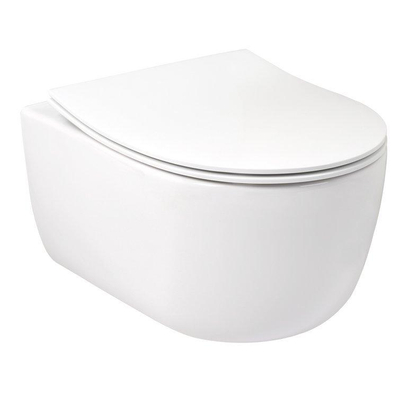 Plieger Kansas hangtoilet – compact – Rimless – 36 x 49 cm – met slim softclose zitting – glans wit