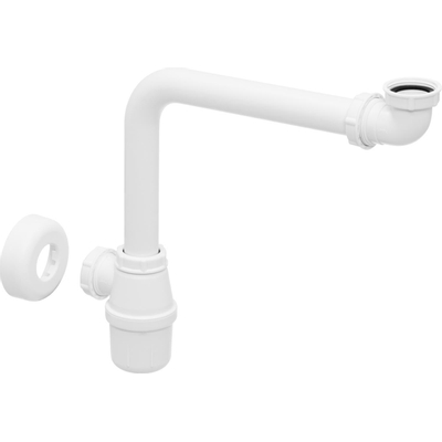 Viega Siphon lavabo pour meuble salle de bian - 5/4"x32mm - gagne place - avec rosace et tuyau mural - Blanc