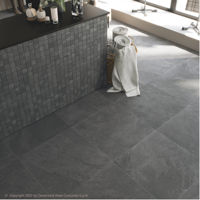 Terravito Solido wand- en vloertegel - 59.5x59.5cm - 8mm - gerectificeerd - antislip - Natuursteen look - Zwart