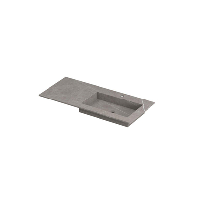 INK Post wastafel - 100x45x1cm - 1 wasbak rechts - 1 kraangat - keramiek Armani grey mat