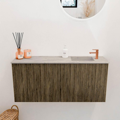 Mondiaz JOYA-DLUX 90cm toiletmeubel - kleur Dusk - Wastafel FAYE positie Rechts 1 kraangat kleur Glace.