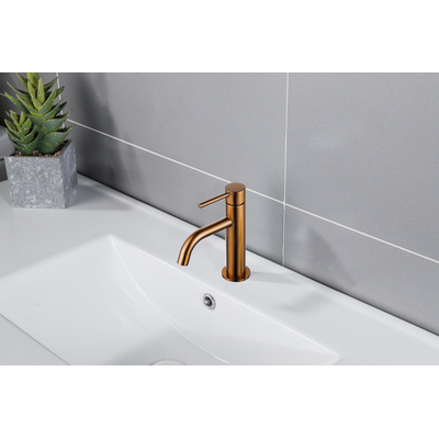 Fortifura Calvi Slim Wastafelkraan - 17.4cm - opbouw - PVD - geborsteld koper