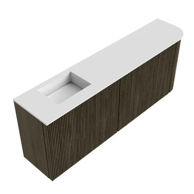Mondiaz JOYA 111.6cm toiletmeubel - ronding rechts kleur Shadow - Wastafel FAYE positie Links 1 kraangat kleur Talc.