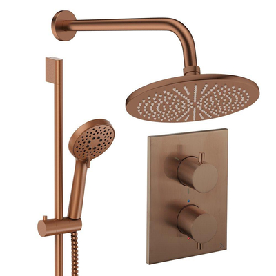 Crosswater MPRO ensemble de douche pluie encastré – douche de tête Ø 30 cm – douchette ronde – 2 leviers – brons geborsteld