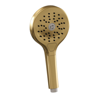 BRAUER Gold Edition thermostatische inbouw badkraan - drukknoppen SET 04 - uitloop - 3 standen handdouche - doucheslang - wandaansluitbocht - goud geborsteld PVD