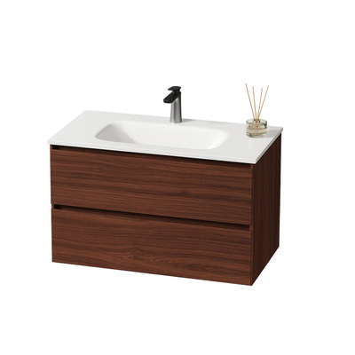 Saniclass Terra Wastafelonderkast - 80cm - 2 lades - kastanje