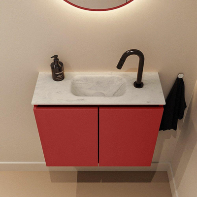 MONDIAZ TURE-DLUX 60cm toiletmeubel Fire. EDEN wastafel Opalo positie midden. Met 1 kraangat.