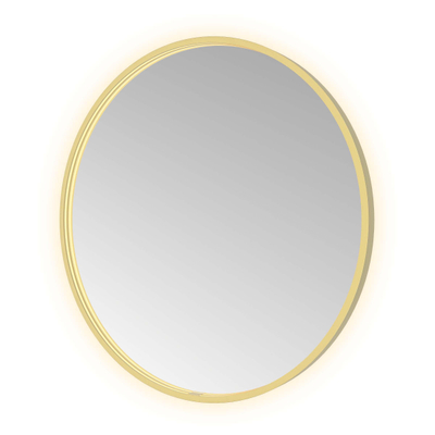 Hotbath &MORE Miroir Round éclairage LED direct et indirect chauffage de miroir dimmable avec télécommande Laiton brossé PVD