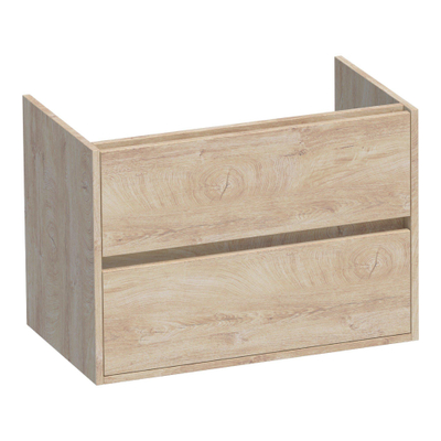 BRAUER Adore meuble sous-lavabo - 80x46x55cm - 2 tiroirs à fermeture douce - sans poignées - 1 découpe pour siphon - Forest Wheat