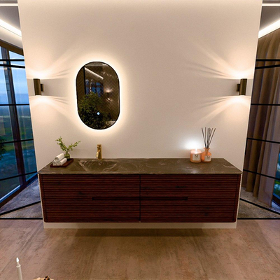 Mondiaz CIRO-DLUX Badkamermeubelset - 190x45x50cm - Solid surface wastafel Lava - 1 wasbak Links - 1 kraangat - 4 lades - Ruby