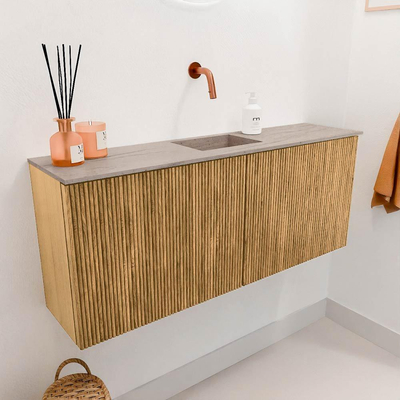 Mondiaz JOYA-DLUX 100cm meuble de toilette - couleur Oak - Vasque FAYE position Milieu Sans trou de robinet couleur Saba.