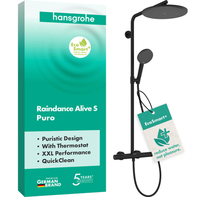 Hansgrohe Raindance Alive S colonne de douche - 30cm - 1 jet - ecosmart+ - noir mat