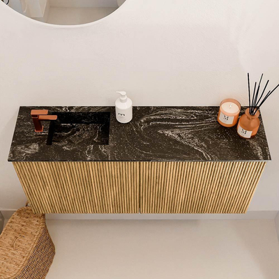 Mondiaz JOYA-DLUX 90cm meuble de salle de bains - couleur Oak - Vasque FAYE position Gauche 1 trou de robinet couleur Lava.