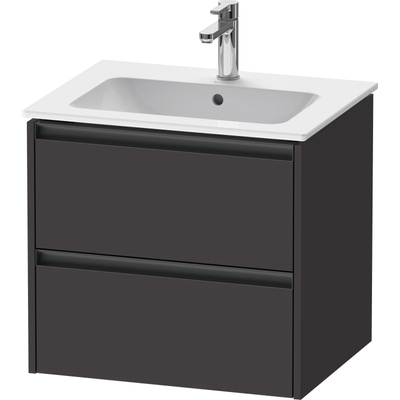 Duravit Ketho.2 Wastafelonderbouwkast - met 2 laden - 61x48x55cm - met grepen antraciet - grafiet supermat