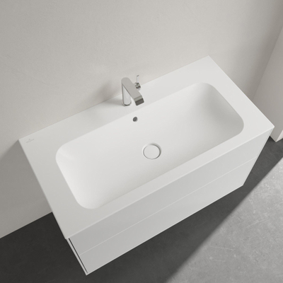 Villeroy & Boch finion meubelwastafel - 1 kraangat - 100x50cm CeramicPlus - met verdekte overloop - Stone White (mat wit)