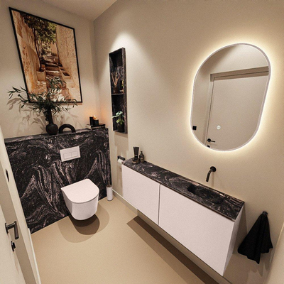 MONDIAZ TURE-DLUX Meuble toilette - 120cm - Rosee - EDEN - vasque Lava - position droite - sans trou de robinet