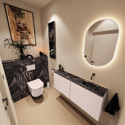 MONDIAZ TURE-DLUX 120cm toiletmeubel Rosee. EDEN wastafel Lava positie rechts. Zonder kraangat.