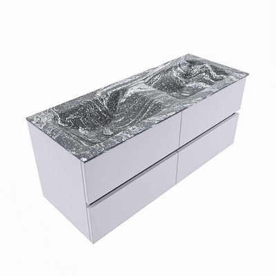 Mondiaz VICA-DLUX ensemble de meuble de salle de bain - 120cm - meuble sous-vasque cale - 4 tiroirs - lavabo encastrée cloud double - 2 trous de robinet - version haute de 60cm - lave