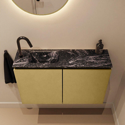 MONDIAZ TURE-DLUX Meuble toilette - 80cm - Oro - EDEN - vasque Lava - position gauche - 1 trou de robinet