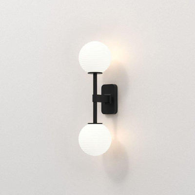 Astro Tacoma Twin Wandlamp/Plafondlamp - 230V - IP44 - bol - geribbeld - helder glas - mat zwart