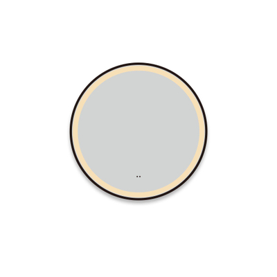 FugaFlow Eccelente Arredo Miroir avec éclairage rond diamètre 60cm avec éclairage LED intégré avec chauffe miroir et interrupteur infrarouge Noir mat