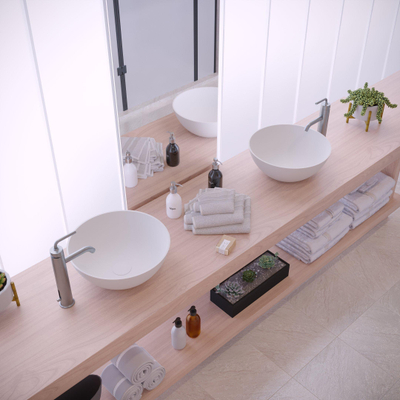 Ideavit Solidthin Lavabo à poser 39x39x14.5cm rond sans trou pour robinetterie 1 vasque Solid surface blanc