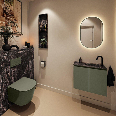 MONDIAZ TURE-DLUX Meuble toilette - 60cm - Army - EDEN - vasque Lava - position droite - 1 trou de robinet