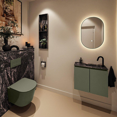 MONDIAZ TURE-DLUX meuble WC 60cm Army. EDEN lavabo Lava position droite. Avec 1 trou de robinet.