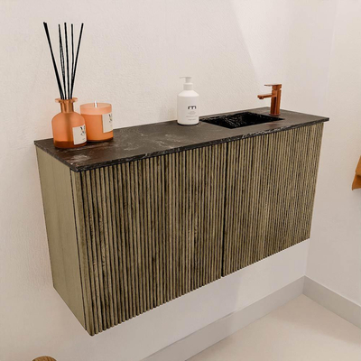 Mondiaz JOYA-DLUX 80cm toiletmeubel - kleur Dusk - Wastafel FAYE positie Rechts 1 kraangat kleur Lava.