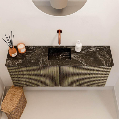 Mondiaz JOYA-DLUX 100cm meuble de salle de bains - couleur Dusk - Vasque FAYE position Milieu Sans trou de robinet couleur Lava.