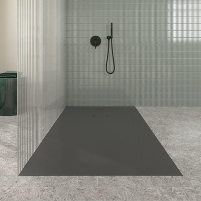 Villeroy & Boch Ecora douchebak - 160x100x4.5cm - afvoer korte zijde - anthracite (antraciet)