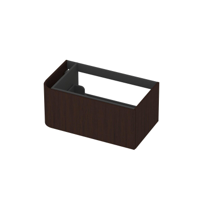 INK Concept R Wastafelonderkast - 80x45x35cm - 1 lade - opliggende grepen - afgeronde hoek links - MDF - dark veneer