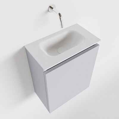 MONDIAZ TURE Toiletmeubel 40x23x50cm met 0 kraangaten 1 deuren cale mat Wastafel Eden midden Solid Surface Wit