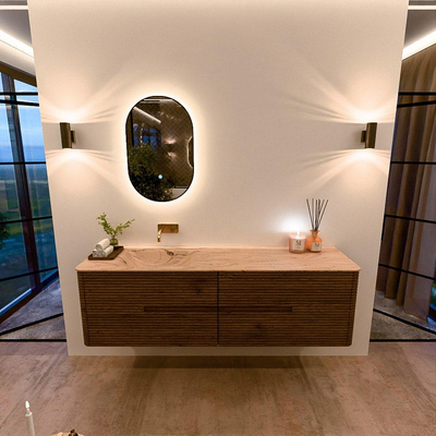 Mondiaz CIRO-DLUX Ensemble de meubles de salle de bains - 170x45x50cm - Plan vasque solid surface Arena - 1 vasque à gauche - sans trous de robinetterie - 4 tiroirs - Dusk