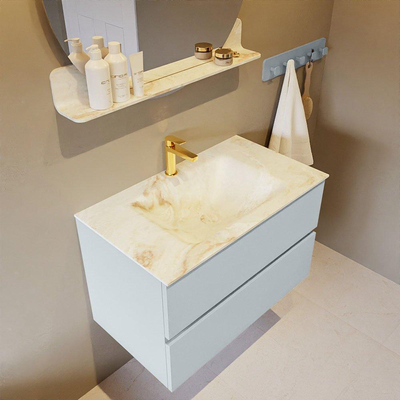 MONDIAZ VICA-DLUX Ensemble meuble de salle de bains - 80cm - sous-meuble clay - 2 tiroirs - lavabo encastré cloud central - 1 trou de robinet - version haute 60cm - frape