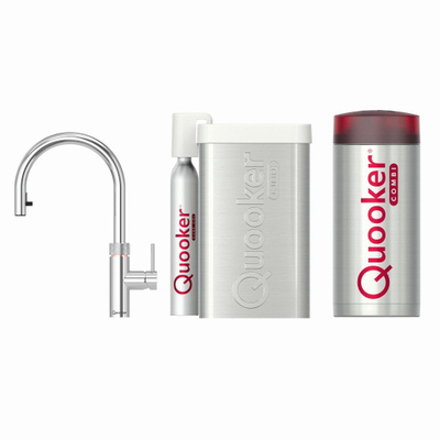 Quooker flex kokendwaterkraan - draaibare & uittrekbare uitloop - Combi+ incl. Cube reservoir - Warm / kokend / bruisend / gefilterd water - Chroom