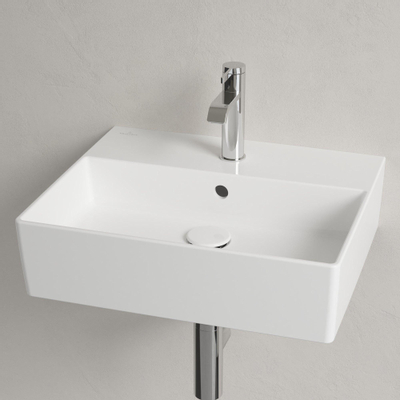 Villeroy & Boch memento 2.0 wastafel onderzijde - geslepen - 50x42cm - met overloop - 1 kraangat - White Alpine (glans wit)