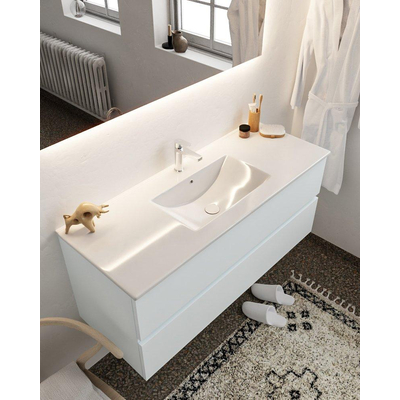 Mondiaz VICA ensemble de meuble de salle de bain - 120cm - meuble sous vasque argile - 2 tiroirs - lavabo denia milieu - 1 trou de robinet - miroir LED - version XL 60cm de haut