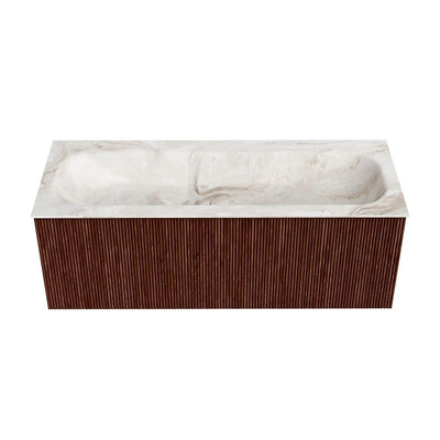 Mondiaz KURVE-DLUX Ensemble de meuble de salle de bains - 120x46x40cm - 1 tiroir - lavabo solid surface - central - 1 trou de robinet - Ruby